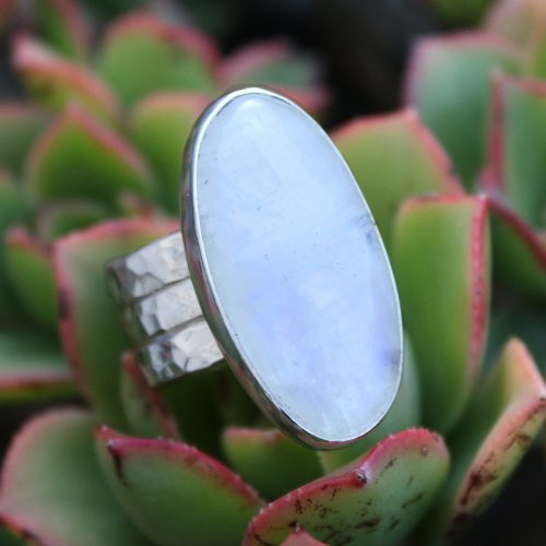 Anillo PIEDRA LUNA GRANDE con TRIPLE MISTY – Talla 12