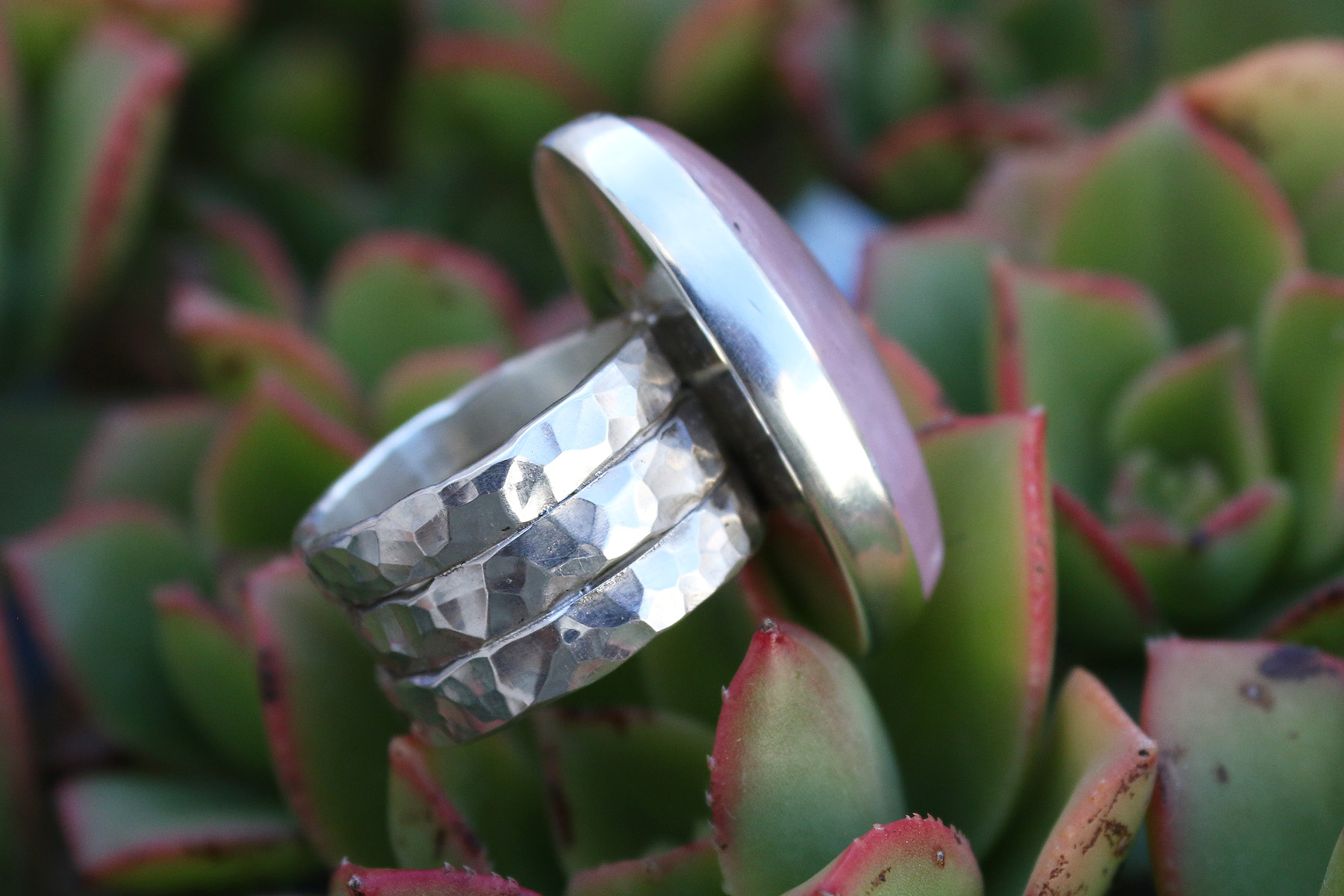 Anillo CUARZO ROSA GRANDE con TRIPLE MISTY – TALLA 12,5 - Imagen 4