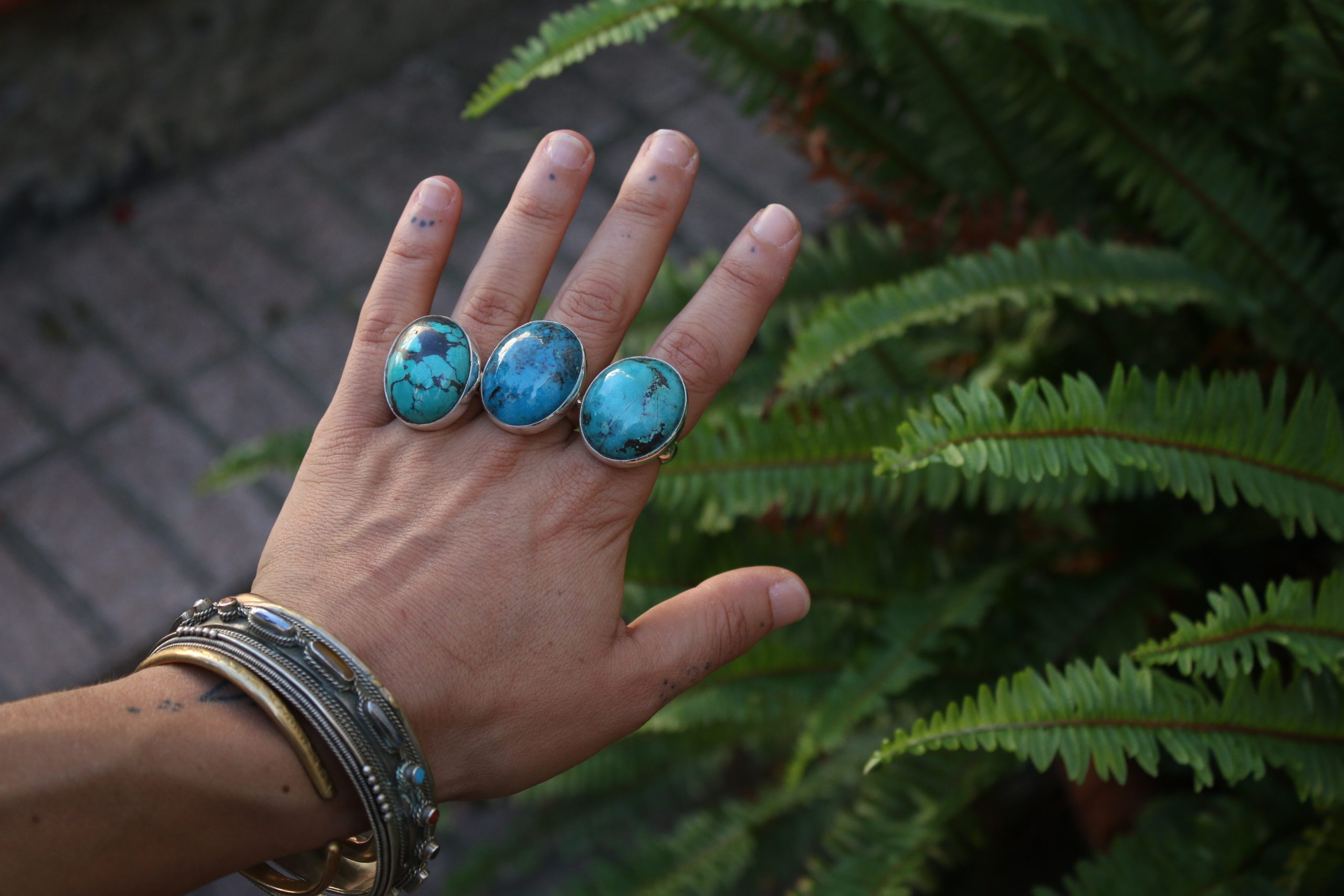 Anillo TURQUESA TIBETANA GRANDE II – TALLA 16 - Imagen 3