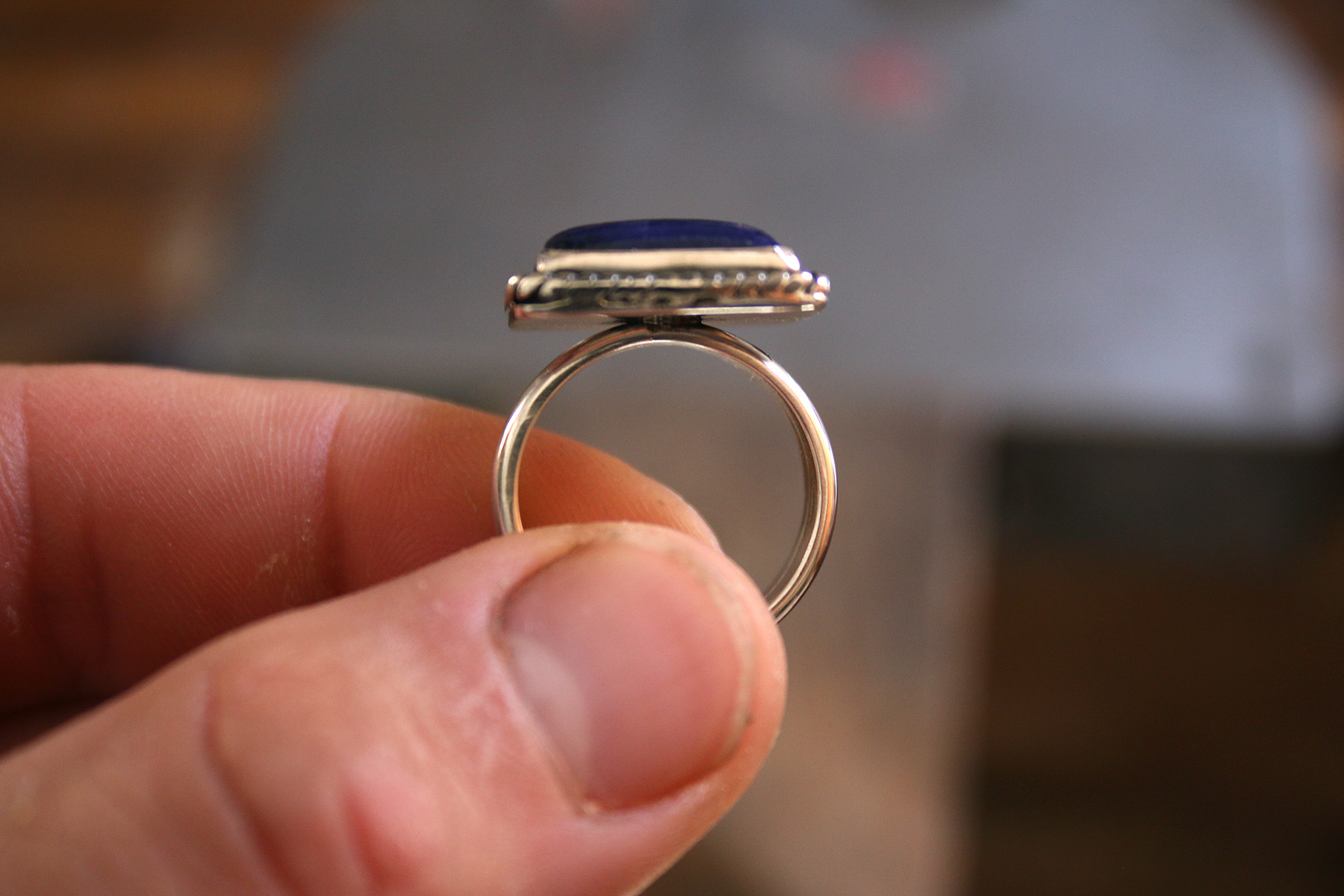 Anillo doble LAPIZLAZULI cuadrado - Talla 15 - Imagen 4