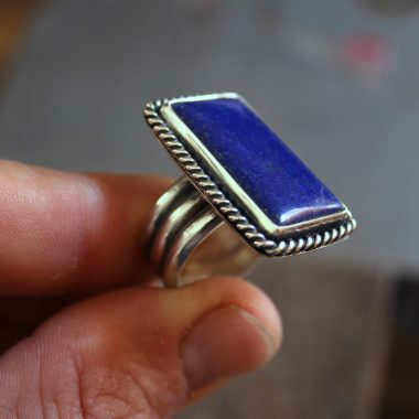 Anillo triple LAPIZLAZULI rectangular – Talla 15