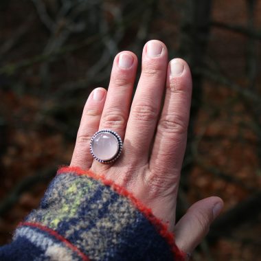 Anillo QUARZO ROSA redondo – Talla 17