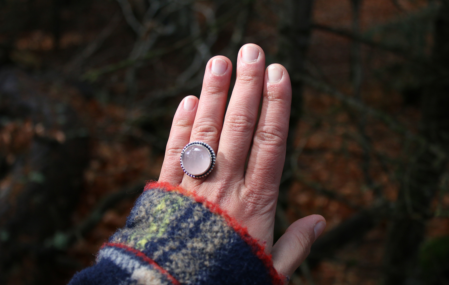 Anillo QUARZO ROSA redondo – Talla 17