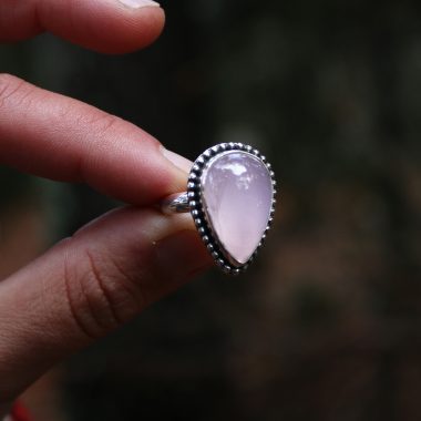 Anillo QUARZO ROSA gota – Talla 17