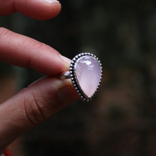 Anillo QUARZO ROSA gota – Talla 17