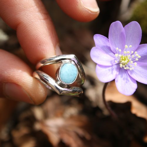 Anillo doble con LARIMAR - Talla 13