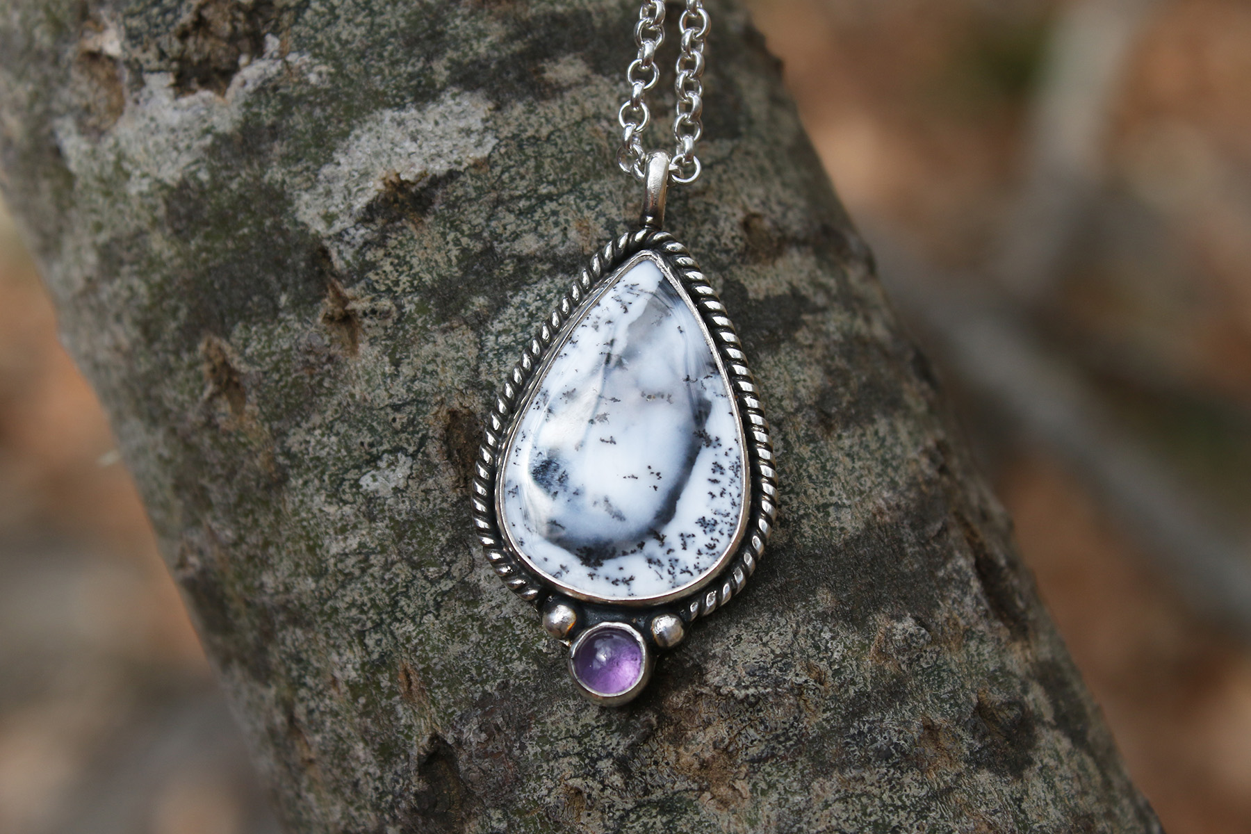 Colgante con AGATA DENDRITICA y AMATISTA