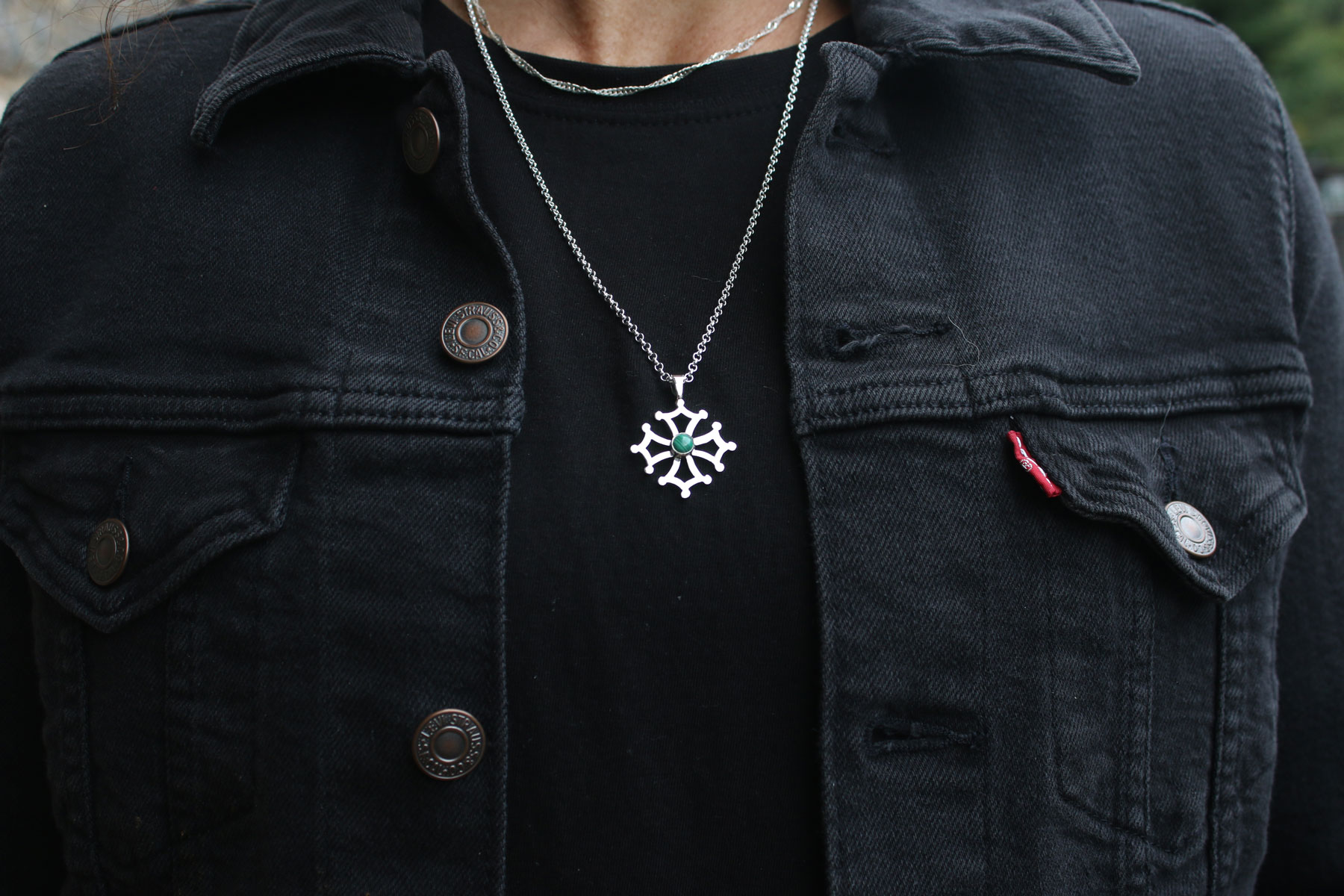 Colgante CRUZ OCCITANA con MALAQUITA - Imagen 2