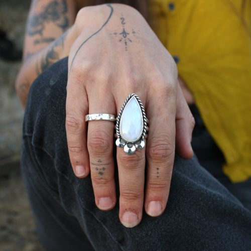 Anillo TRIPLE LUNA con Piedra Luna TALLA - 20