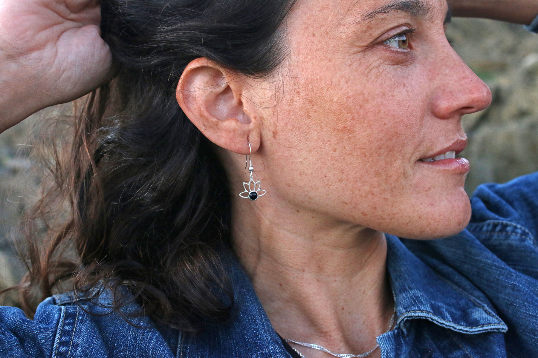 Pendientes Lotus con AMATISTA - Imagen 2