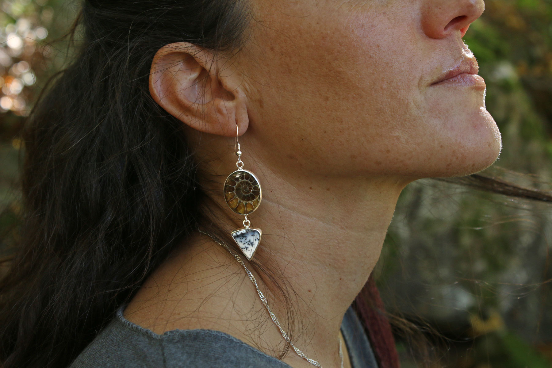 Pendientes AMMONITE con AGATA DENDRITICA - Imagen 2