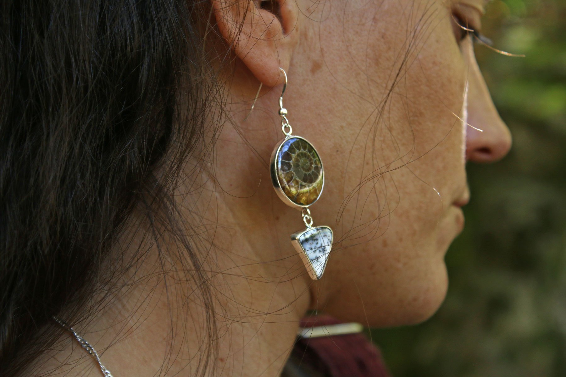 Pendientes AMMONITE con AGATA DENDRITICA - Imagen 3