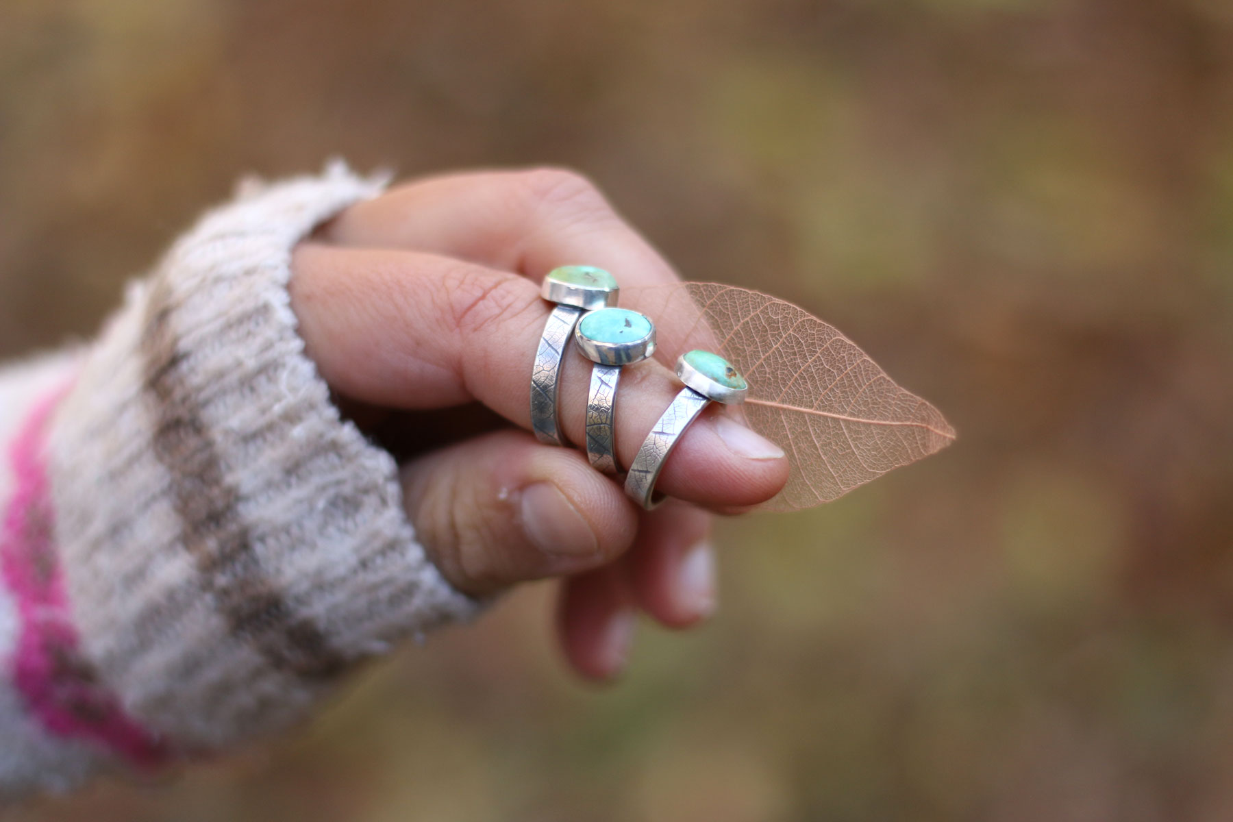 Anillo HOJA I con Turquesa - Imagen 2