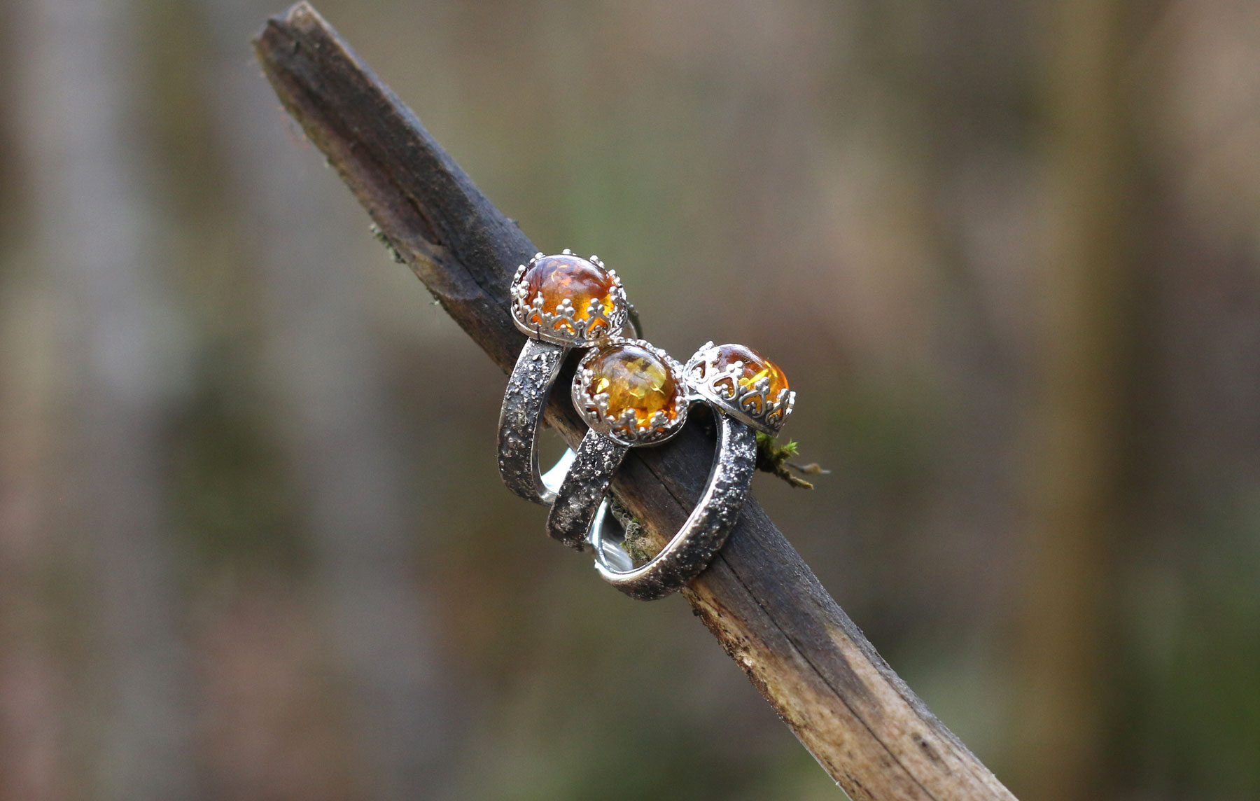 Anillo CORTEZA con AMBAR - Imagen 2