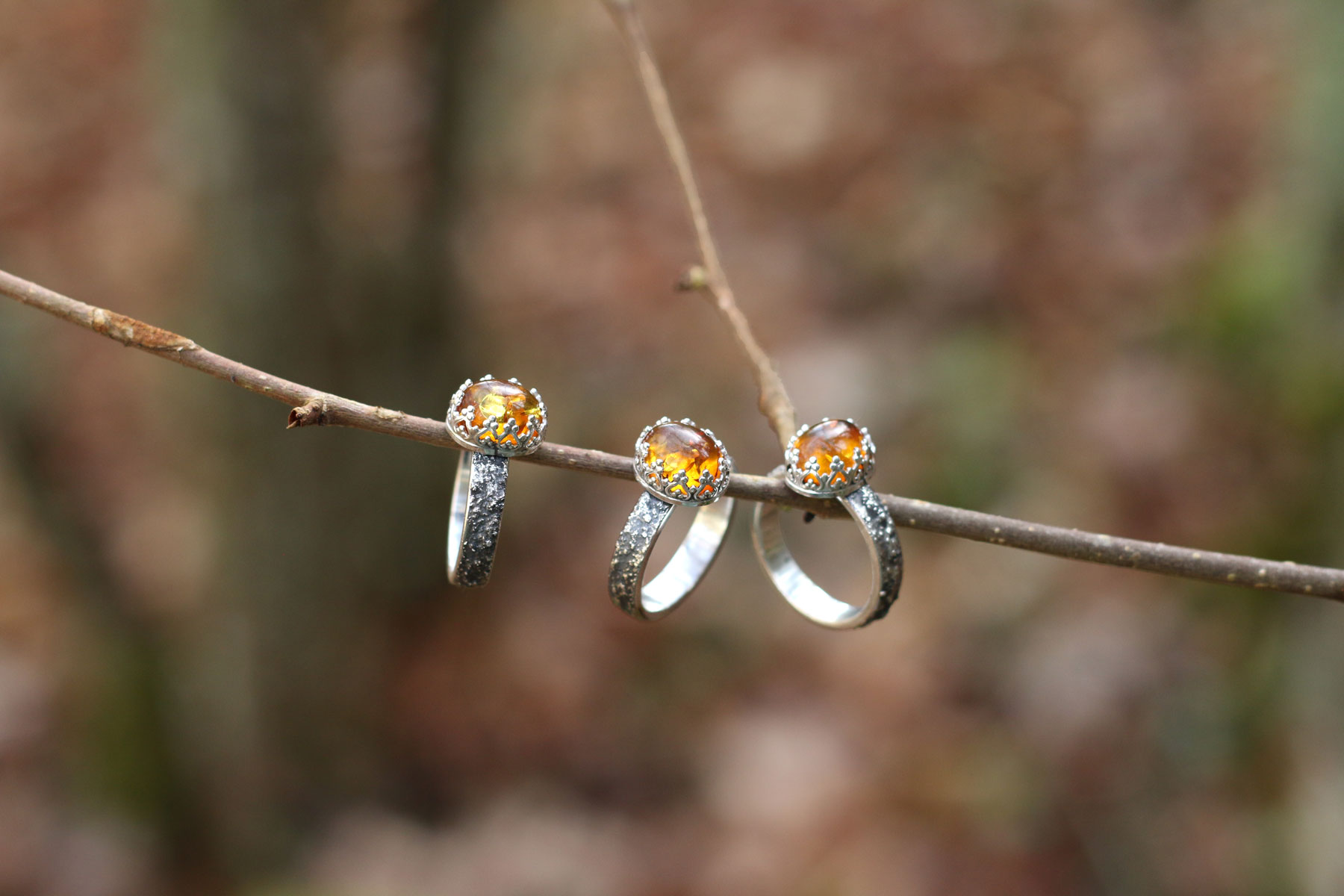 Anillo CORTEZA con AMBAR - Imagen 3