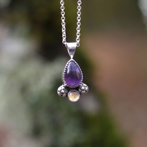 Colgante PETALO I con AMATISTA y CITRINO