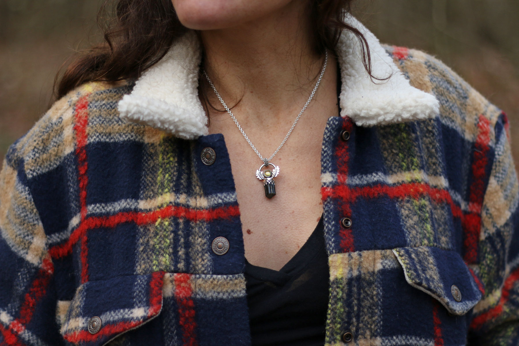 Colgante RAMA con OLIVINA y TURMALINA - Imagen 3